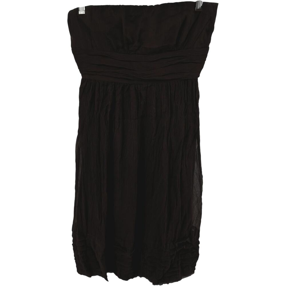 J.Crew Juliet Strapless 100% Silk Chiffon Bridesmaid Dress Knee Length Brown 8